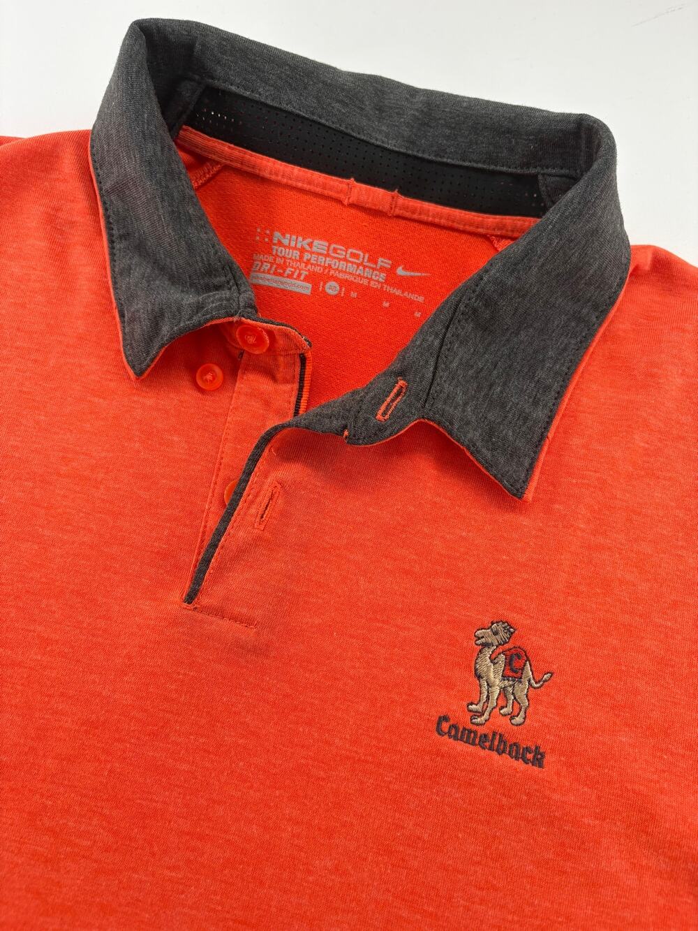 Nike Golf Tour Performance Dri-Fit Polo Mens M Orange Gray Collar